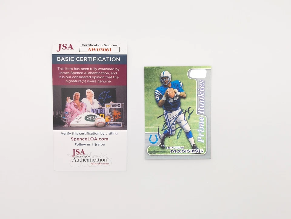 ​1998 Topps Peyton Manning RC automático JSA HOF Colts Tennessee Vols Prime Rookies Foto 2 de 3