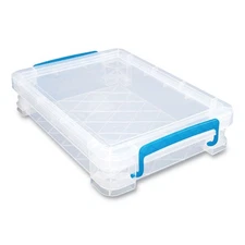 Super Stacker Doc Box 14.5"X10.5"X3.38" Clear W/ Blue Handles