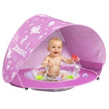 Baby Beach Tent with Pool, Pop Up Beach Tent Sun Shade for Patterned Pink