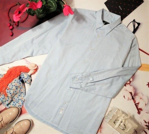 Men DKNY Shirt Blue Cotton 40 /L / 48