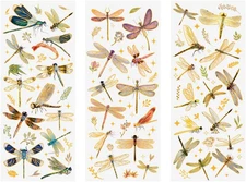 3 Pcs Holographic Glitter Dragonfly Stickers for Scrapbooking Junk Journal Card