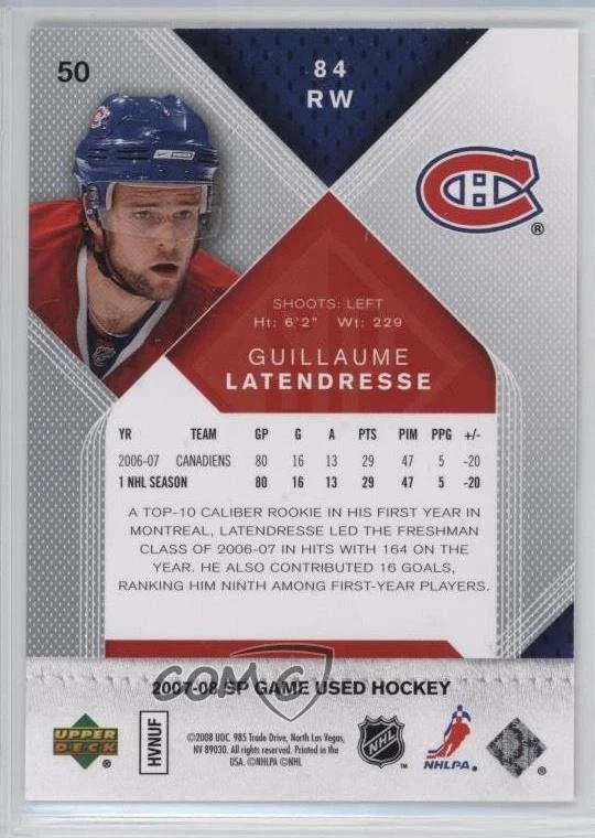 2007-08 SP Game Used Edition Guillaume Latendresse #50 - Image 2 of 2
