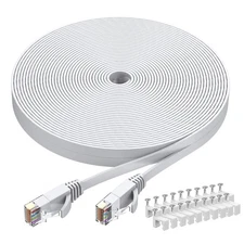 Cat6 Ethernet Cable 40FT Flat RJ45 LAN Network Patch Cord White