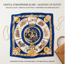 130cm 130cm horsehead carriage printed twill silk scarf 214