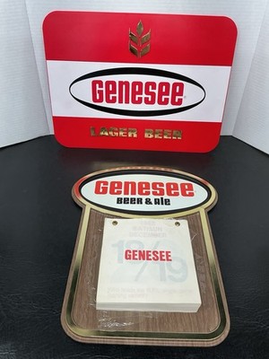 Lot Genesee Beer 1982-83 NOS Bar Calendar Sports Trivia & Plastic Wall Hanger