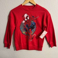 NEW MARVEL Christmas Holiday SPIDERMAN Boys Red Sweatshirt Sz M 8 L 10-12 