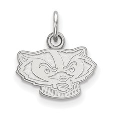 14k White Gold LogoArt University of Wisconsin Badger XS Pendant 4W058UWI