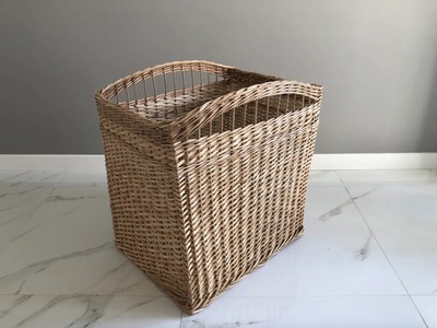 wicker basket with handle rustic organizer laundry hamper handmade storage