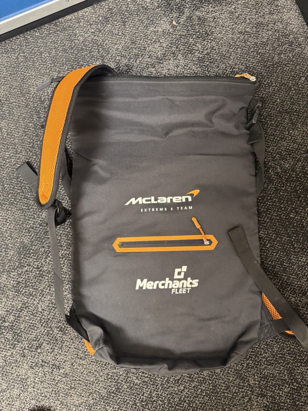 McLaren Formula 1 Team Merchants Fleet Backpack Black Orange Roll Top NWOT!