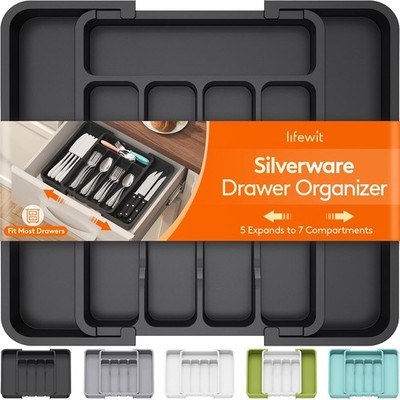 Small Silverware Drawer Organiser, Expandable BPA-Free Tray for Kitchen Utensils
