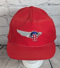 Vintage Halliburton Red Hat Rope Cap Oilfield Oil Gas Flying Saturn USA