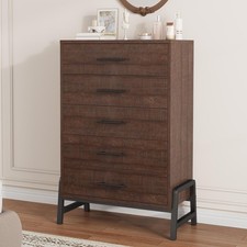 Farmhouse 5 Drawer Dresser Chest of Drawers Storage Organizer Closet for Bedroom