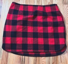 Vintage Woolrich Buffalo Plaid Wrap Skirt Red Black Wool Blend Women 14