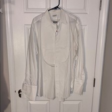 Ascot Chang White Tuxedo Shirt French Cuff  Bar Pique Sz