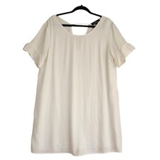 Lulus Womens Chic Of Perfection Shift Dress Sze Large White Bridal Ruffle Dainty