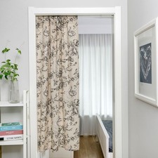 Elegant Linen Door Curtain for Room Division and Home Decoration Durable 1 Panel