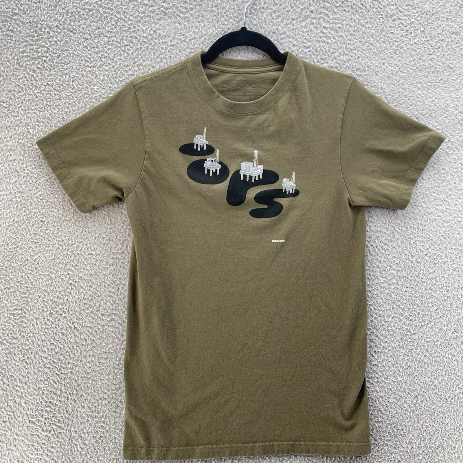 Patagonia T-Shirt Men Small Green Slim Fit 100% Organic Cotton Graphic Outdoor