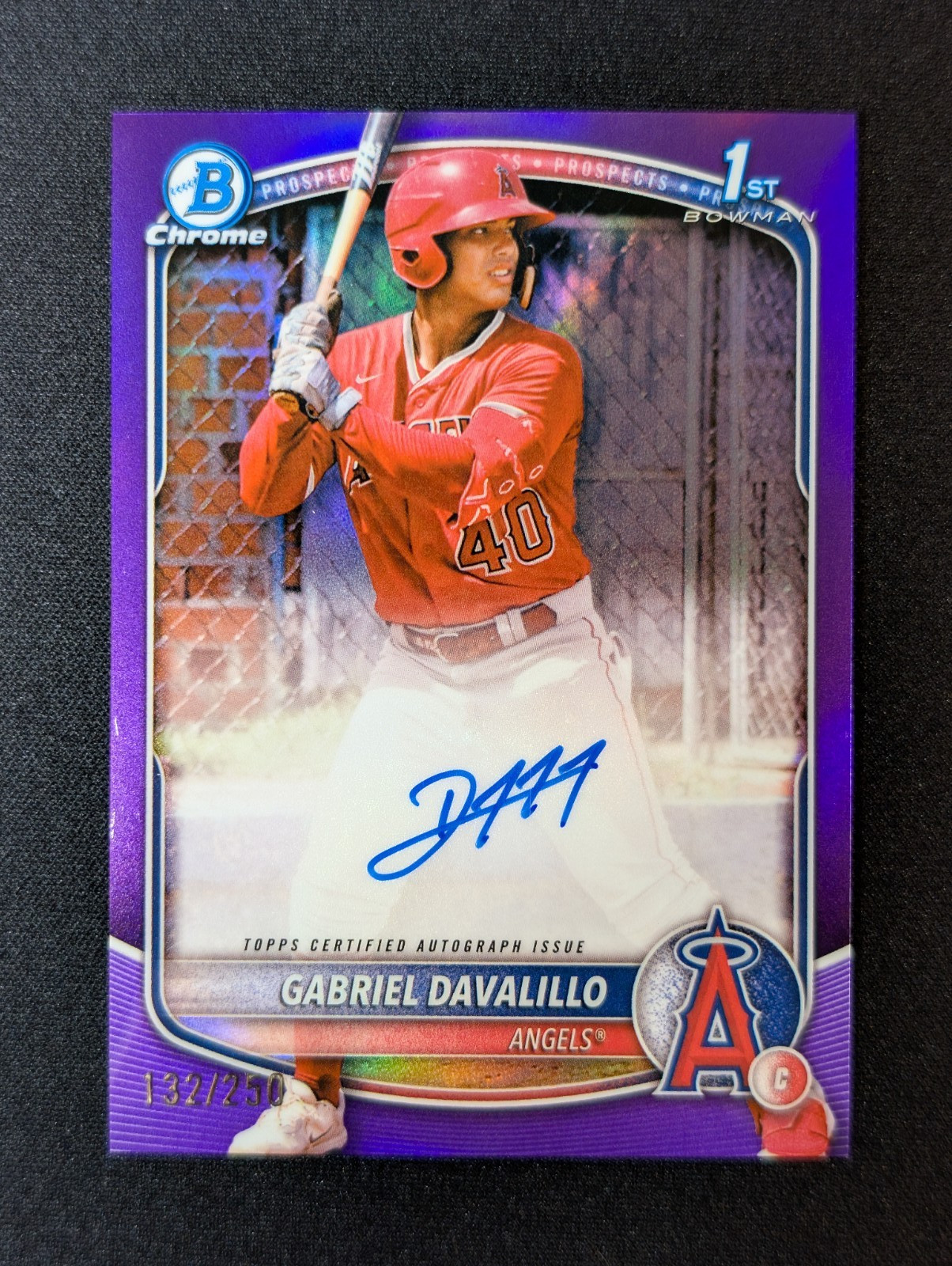 2025 Bowman Chrome True Purple Gabriel Davalillo /250 Auto Angels 1st Prospect
