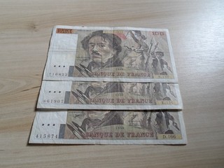 France: lot de 3 billets 100 francs delacroix 1990