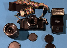 Minolta X-700 SLR Film Camera MD 50MM Lens Plus 35mm Lens  flash untested