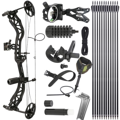 37 Zoll Compoundbögen Pfeile Kit 0-70lbs 330fps Einstellbar Bogenschießen Jagd - Bild 16 von 17