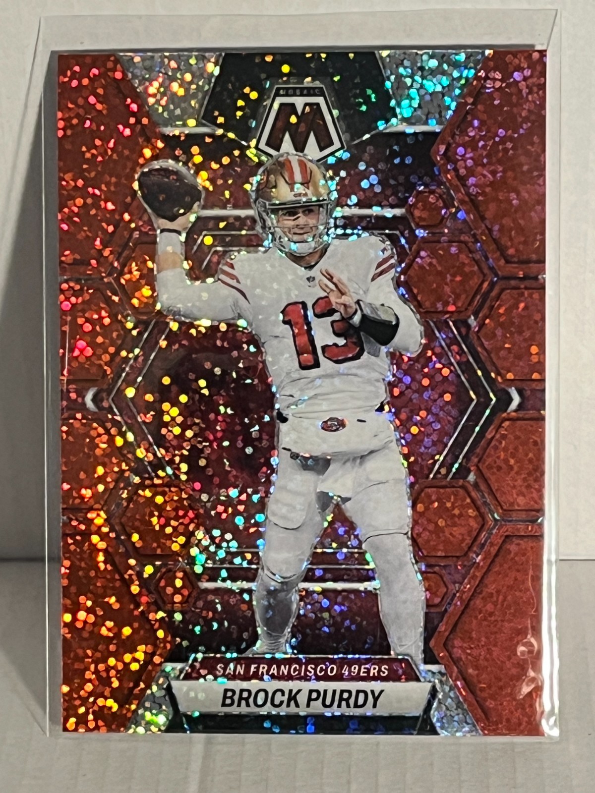 2023 Panini Mosaic Brock Purdy Red Sparkle Prizm #211 49ers