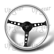 White Wood With Black Line W-power 380mm 6-hole Black Spoke 15 Steering Wheel White Wood With Black Line W-power 380mm 6-hole Black Spoke 15 Steering Wheel