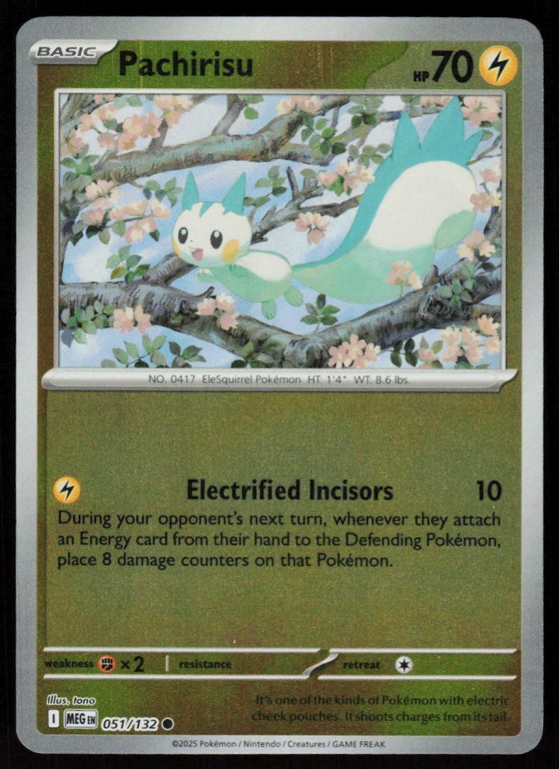 Pachirisu 051/132 Common Mega Evolution Pokemon Reverse Holo Near Mint