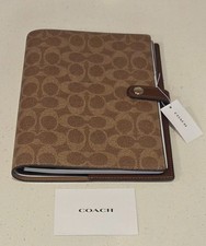 Coach Snap Notebook - CZ198 Tan Brown Signature Canvas/Smooth leather - NWT