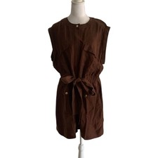 J Crew Women’s Size 18 Brown Linen Cupro Chelsea Sleeveless Mini Dress