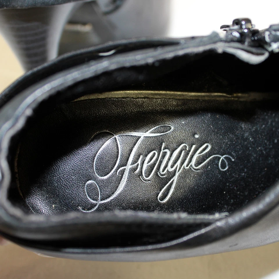 Botines de tacón alto de cuero negros Fergie con cremallera talla 11M Foto 4 de 4