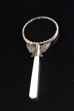 R981: Chinese Stone jade/jewels child HAND MIRROR Woman Kimono Accessories