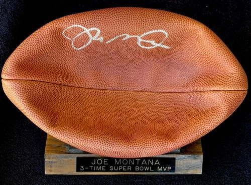 Joe Montana Signed Wilson Football Superbowl MVP Stand 90’s
