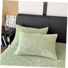 Pillowcases Set of 2 - Ultra Soft  Fluffy Fleece Pillow Covers King Honeydew