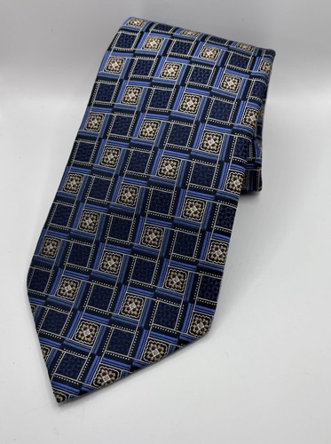 Corbata ERMENEGILDO ZEGNA Couture XXX Azul Cuadrada 100% Seda Italia - Imagen 8 de 14