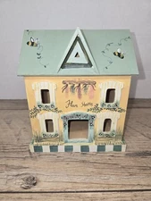 Hand painted Country Chic Primitive wooden saltbox house Fleur Shop