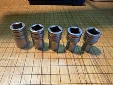 Vintage Snap-on 12 Drive Tw Series 12-pt Thin Wall Shallow Sockets 5pc Lot Usa Vintage Snap-on 12 Drive Tw Series 12-pt Thin Wall Shallow Sockets 5pc Lot Usa