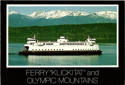 Vintage Postcard 4x6- FERRY KLICKITAT, OLYMPIC MOUNTAINS, WASHINGTON STATE FERRY