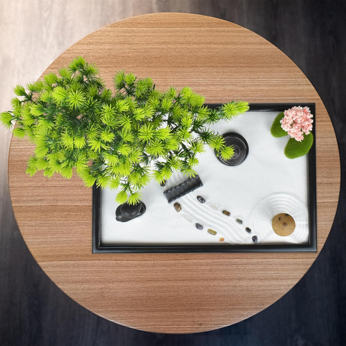 Japanese Zen Sand Garden for Desk - Home, Office Desk Accessories - Bamboo Craft - Picture 6 of 13