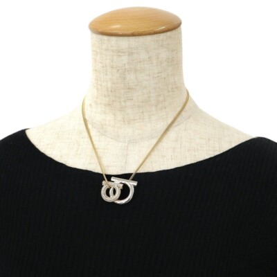 【関税&送料込】Ferragamo Necklace With Pendant Salvatore Ferragamo Necklace Gancini Rhinestone Double