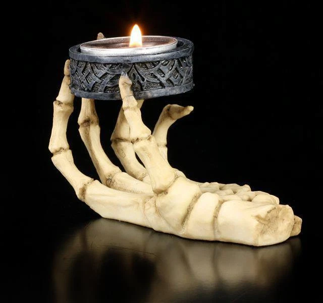 Skeleton Hand Tealight Holder 2er Set - Candle Holder Skeleton Gothic Skull Deco - Image 3 of 4