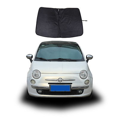 Black Front Windshield Sunshade UV Block Visor Cover For Fiat 500 2010-2024 US