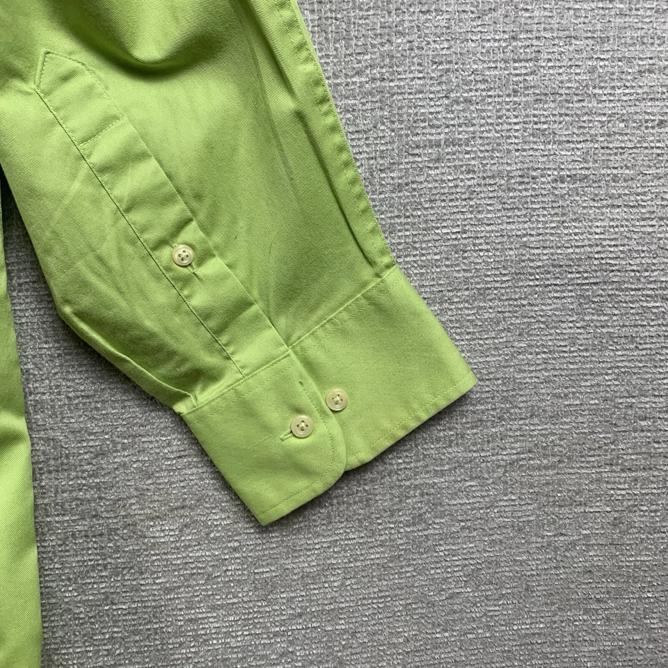 IZOD Button Down Dress Shirt Men's 18 1/2 x 35 / 36 Tall Lime Green Wrinkle Free - Image 3 of 4