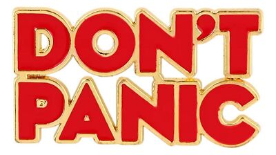 Hitchhiker's Guide ''DON'T PANIC'' 1.57'' Wide Metal Enamel Pin
