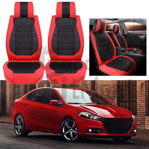 For Dodge Dart Luxury Leather Front Red Car Seat Covers 2Seats Cushion