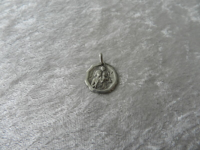 Pendentif Ancien / Médaille Religieuse En Argent Massif 925 - Saint Christofle - Occasion