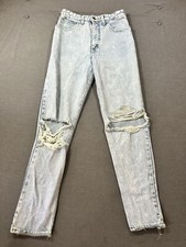 Vintage 90s Guess Jeans Women's 29x30 Destroyed Light Wash Blue Denim Retro