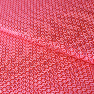 STOFFE KUDELLINO Baumwollstoff mit Blumen Umriss / Popeline " 0,8 cm weiße Blumen auf rot