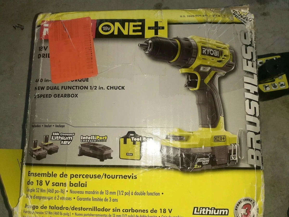 Ryobi P1815 18 Volt 1 2 in. ONE Lithium Ion Cordless Brushless Drill driver Kit