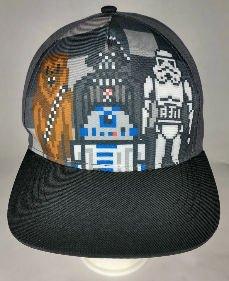Star Wars 8-Bit Style Graphic R2D2 Chewy Darth Vader Trooper Youth Snapback Hat - Image 2 of 4